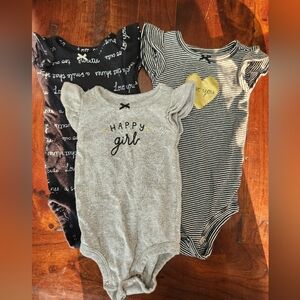 3 Carter's Flutter Sleeve Onesies